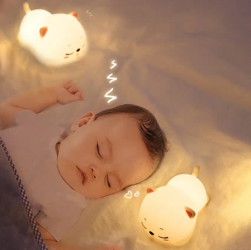 Veilleuse chat couché style kawaii avec changement de couleurs – Image 3