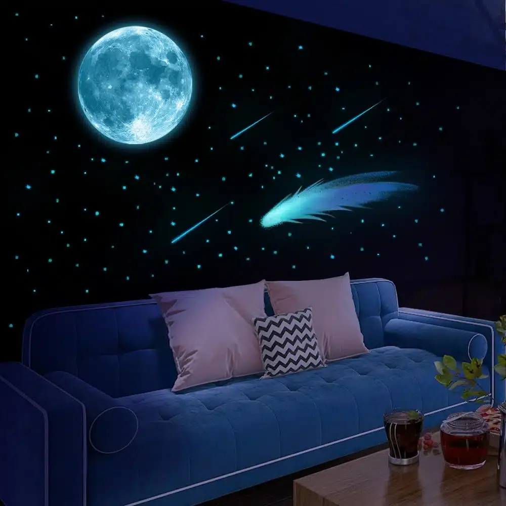 Autocollants muraux lumineux de lune et de lumière bleue – Image 4