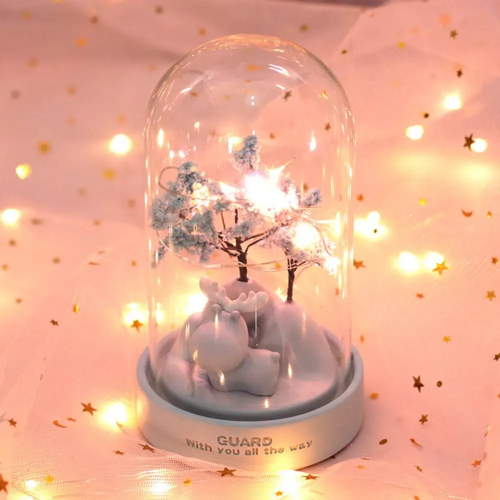 Mini-veilleuse LED en résine décor arbres bleus ou roses – Image 3
