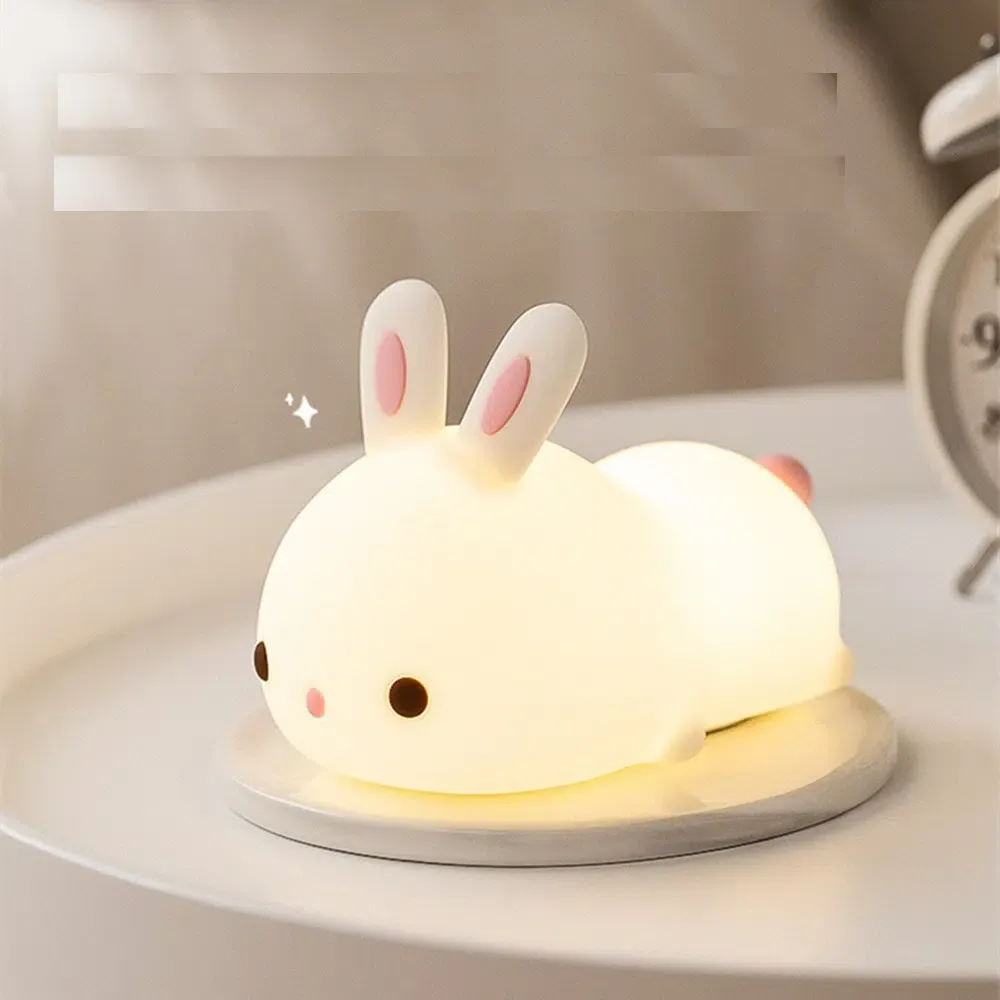 Veilleuse en forme de lapin avec télécommande et capteur tactile